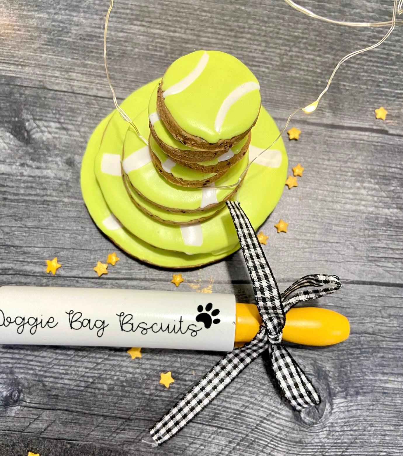 “Match, Set, Fetch Gift Set Certified Lookie-a-Tookie™ Canine Cookies, Tennis Ball Dog Treats 🎾🐶🎾