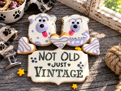 🤍🐾 “NOT OLD Just VINTAGE” Canine Cookie GIFT SET