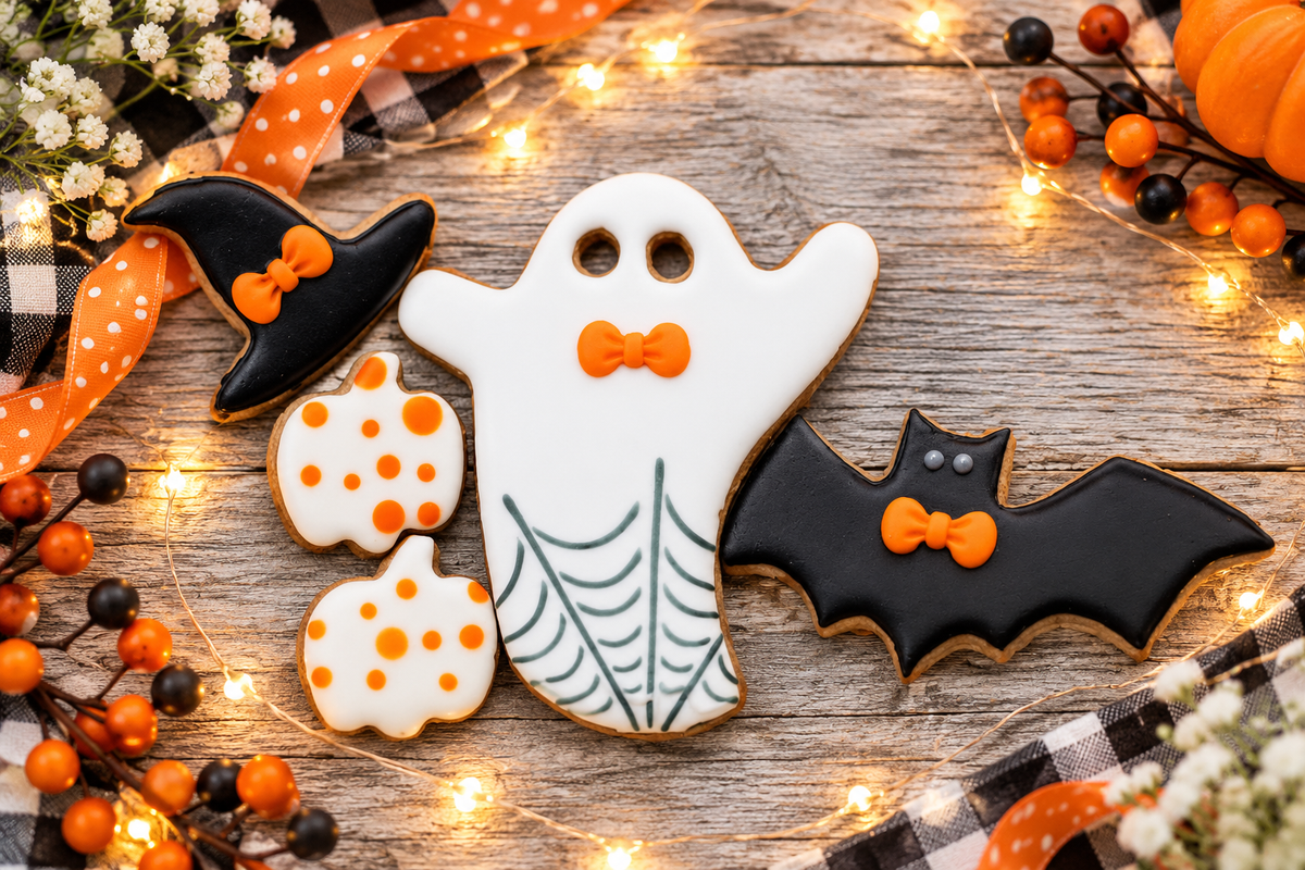 Midnight Mingle™ Halloween Canine Cookie Gift Set 🎃🐾 (Ghost, Bats & Pumpkins)
