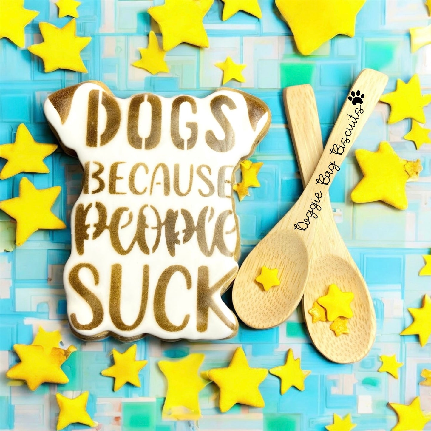 "DOGS BECAUSE PEOPLE SUCK" Gift Set Certified Lookie-a-Tookie™ Canine Cookies, Humor Dog Treats