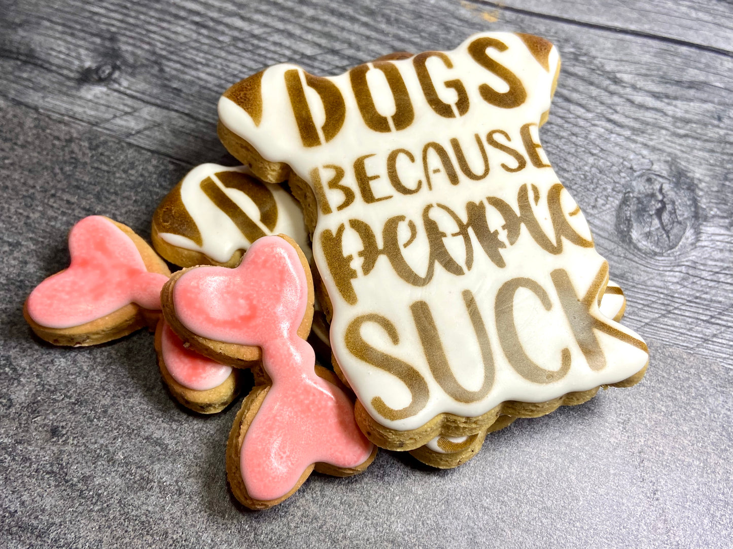 "DOGS BECAUSE PEOPLE SUCK" Gift Set Certified Lookie-a-Tookie™ Canine Cookies, Humor Dog Treats