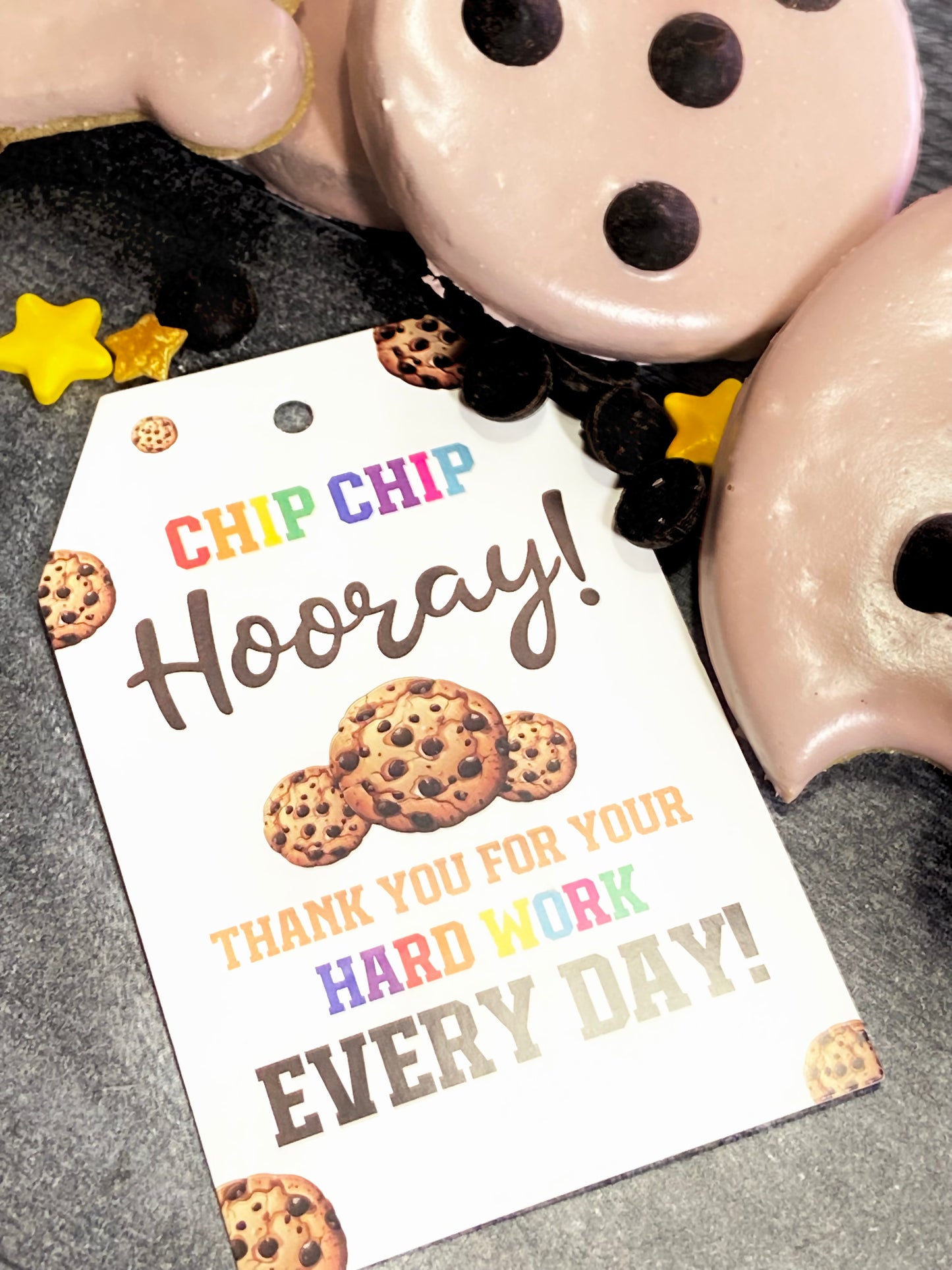 ⭐"CHIP CHIP HOORAY" real CAROB CHIPS canine cookie GIFT BOX SET, W/Tag and Nut-Free option Available!