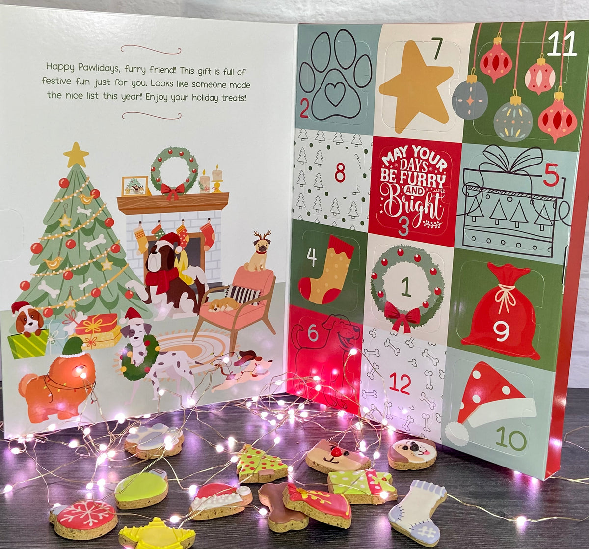 HAPPY PAWLIDAYS! 🎄 12-Day Canine Cookie Advent Calendar