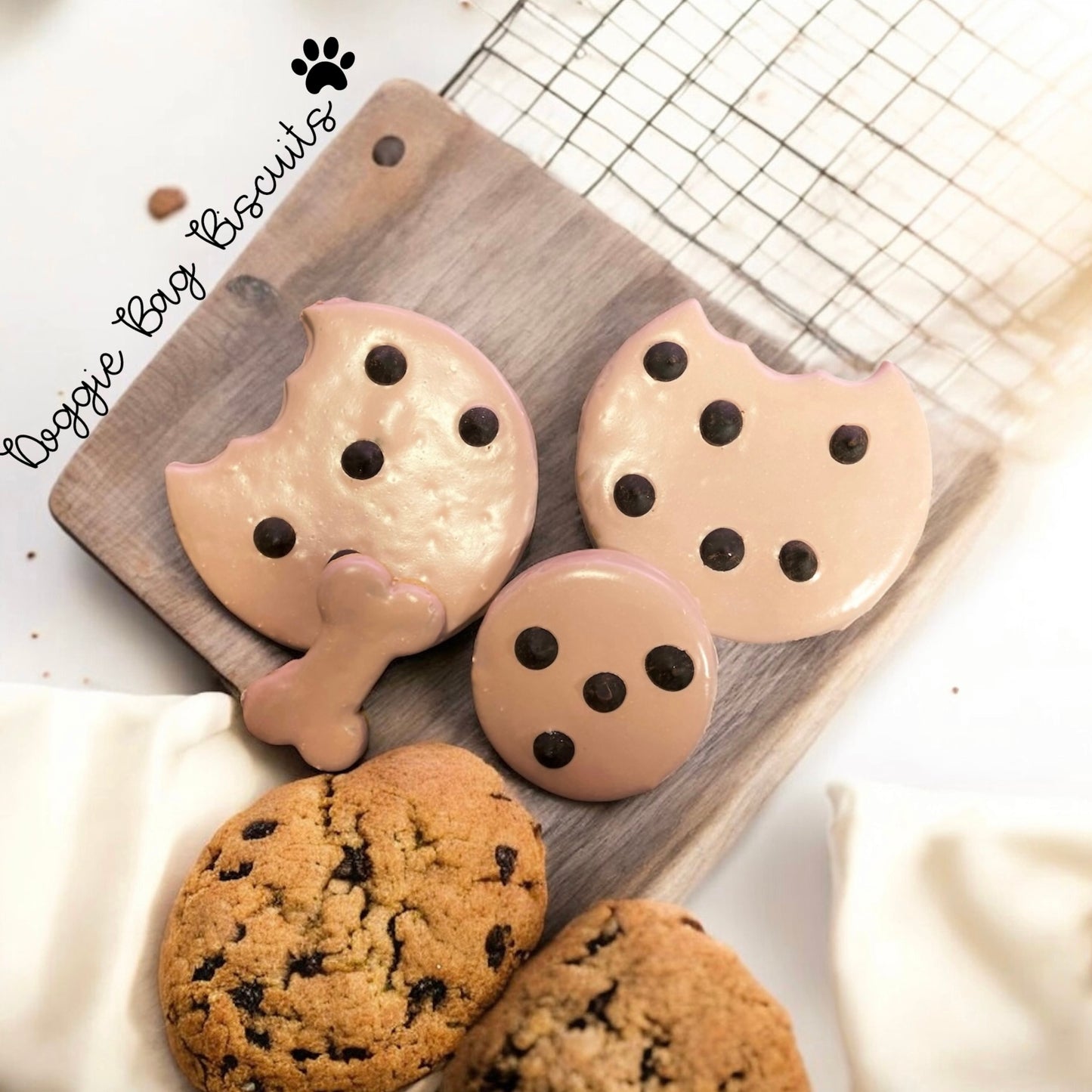 ⭐"CHIP CHIP HOORAY" real CAROB CHIPS canine cookie GIFT BOX SET, W/Tag and Nut-Free option Available!