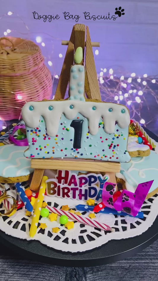 “Cake & Candle" Gift Set Certified Lookie-a-Tookie™ Canine Cookies, Birthday Dog Treats 🕯️ 🎂✨🐾
